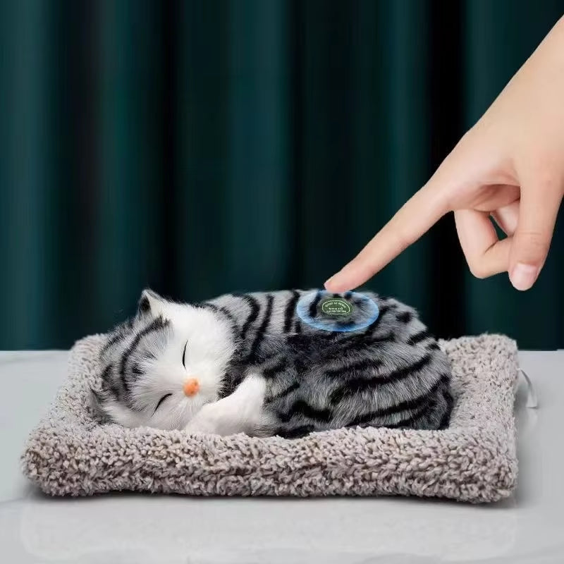 Kawaii Simulation Sleeping Cat Stuffed Animals Display Mold Portable Fake Cat Kittens Doll Ornaments Decoration Kids Plush Toys