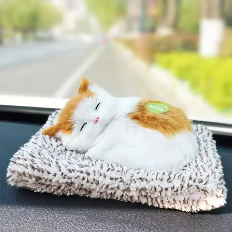 Kawaii Simulation Sleeping Cat Stuffed Animals Display Mold Portable Fake Cat Kittens Doll Ornaments Decoration Kids Plush Toys