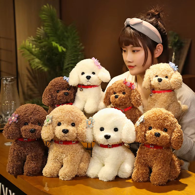 22Cm Creative Realistic Teddy Dog Lucky Simulation Dog Poodle Plush Toys Handmade Realistic Figure Toy Plush Stuffed Animals
