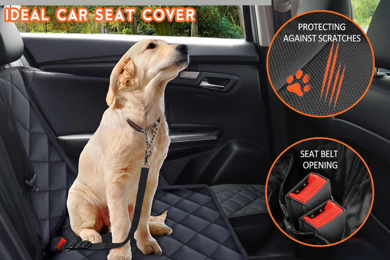 Dog Car Seat Cover, Back Seat Cover for Dogs Pet Car Seat Protector Waterproof Bench Car Seat Cover, Non-Slip Reat Seat Cover Fits Middle Armrest for Most Cars Trucks Suvs - Black