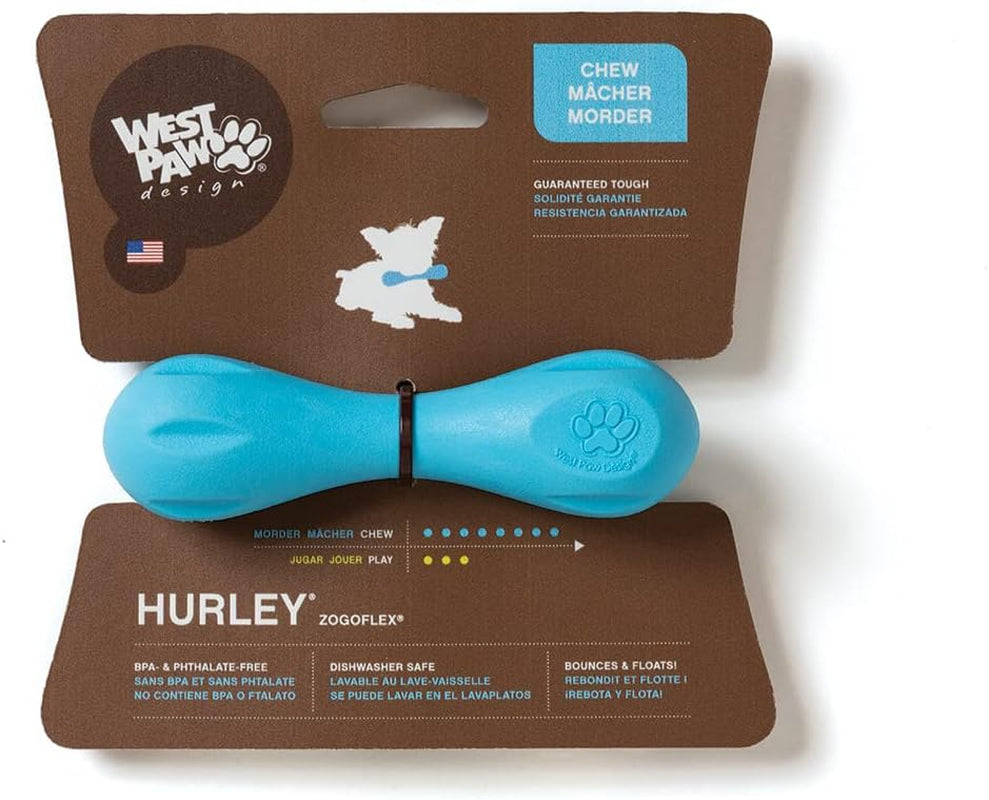 Zogoflex Hurley Dog Bone Chew Toy – Floatable Pet Toys for Aggressive Chewers, Catch, Fetch – Bright-Colored Bones for Dogs – Recyclable, Dishwasher-Safe, Non-Toxic, Small, Aqua